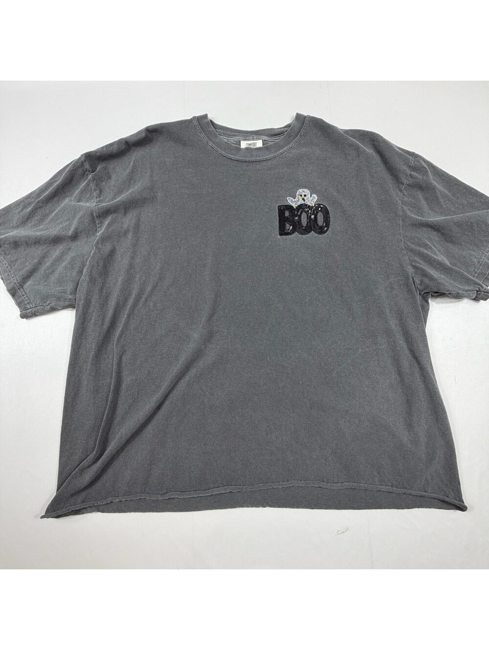 Comfort Colors Heavyweight 2XL Gray Sequin BOO Halloween T-Shirt